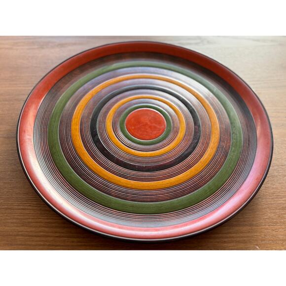 15in Vintage Japanese Urushi Lacquer Wooden Tray (Kagawa Shikki / Obon) - Picture 1 of 12